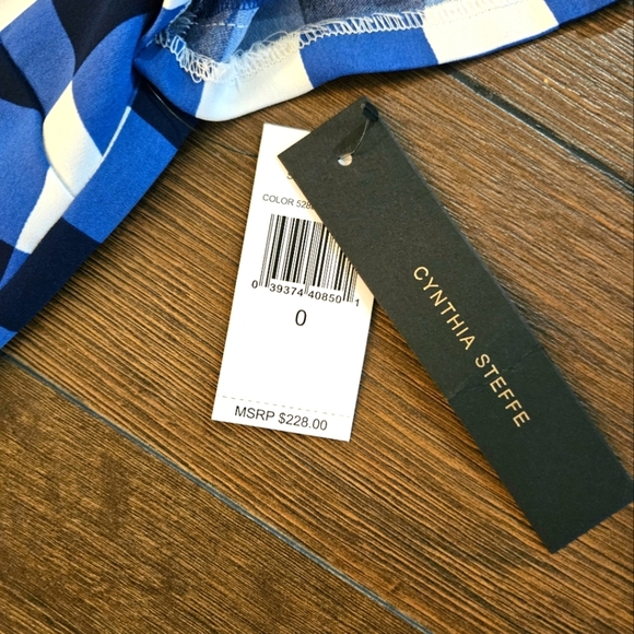NWT Cynthia Steffe Blue and White Checkered Dress - Size 0 - Picture 16 of 16